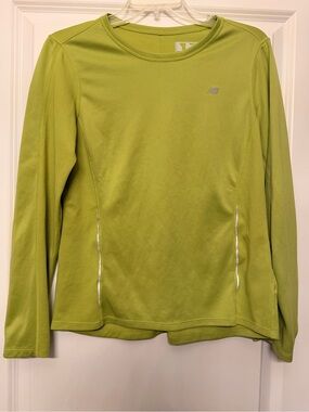 New Balance Lime Green Long Sleeve Crew Performance Top